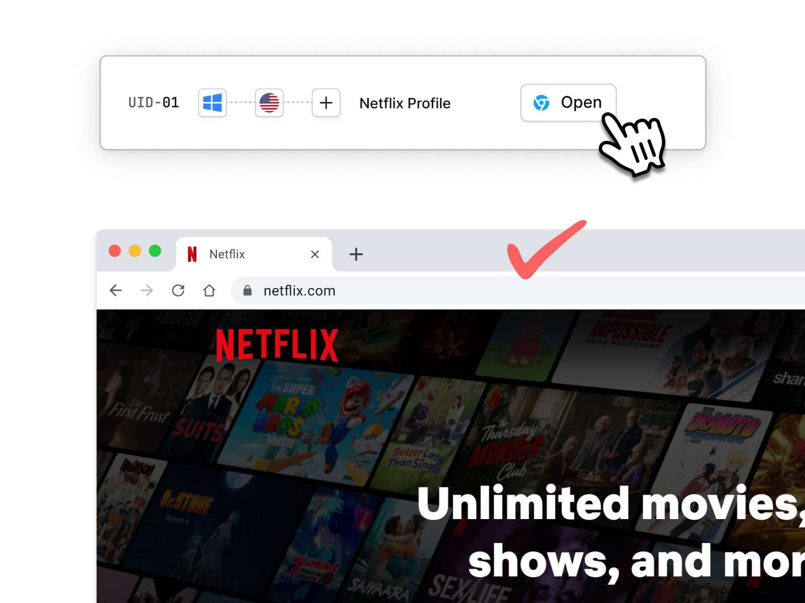 Watch Netflix using RoxyBrowser without a VPN