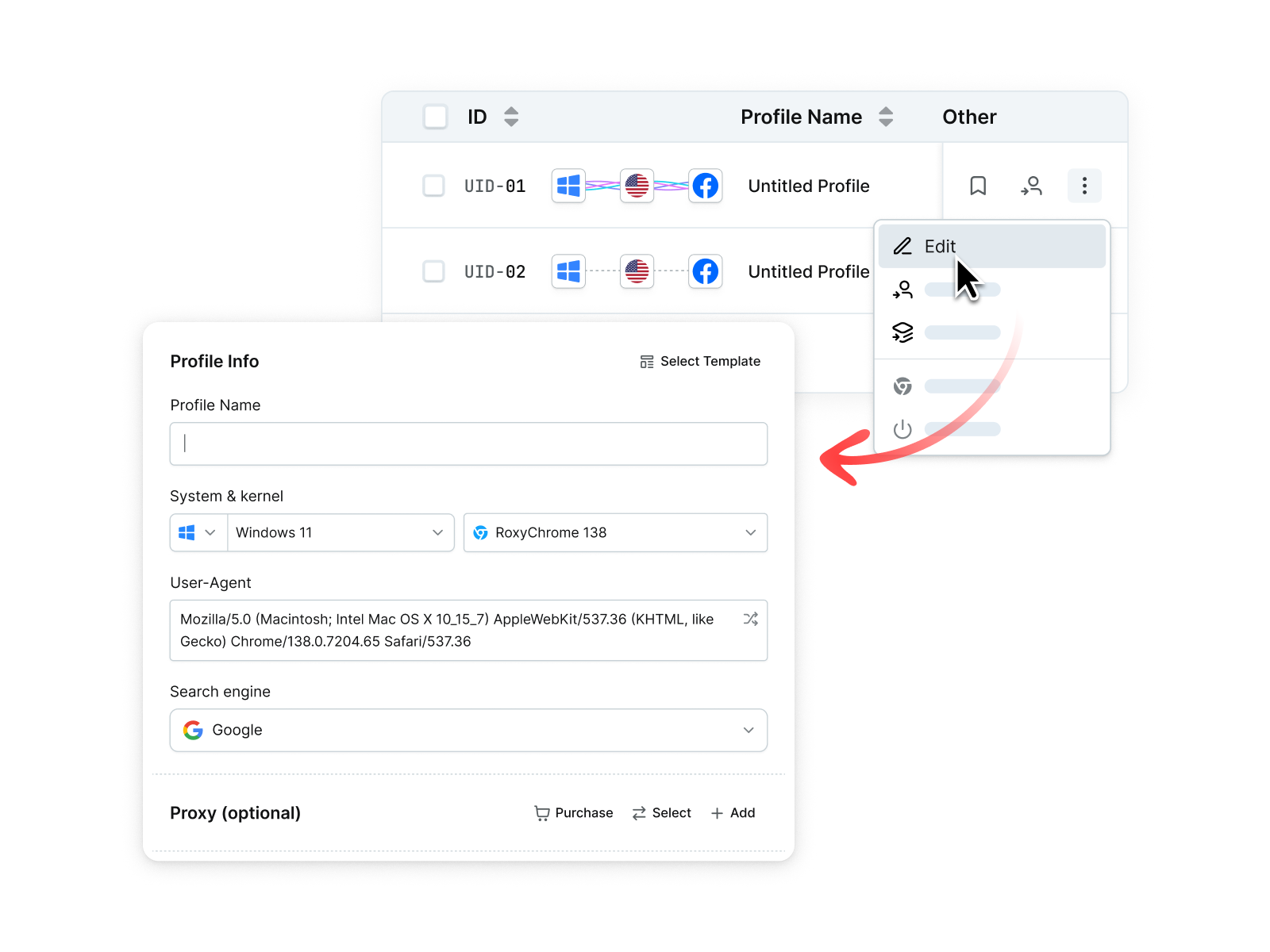 Step2 Set up Profile Information Including Browser Fingerprints and Proxy.png