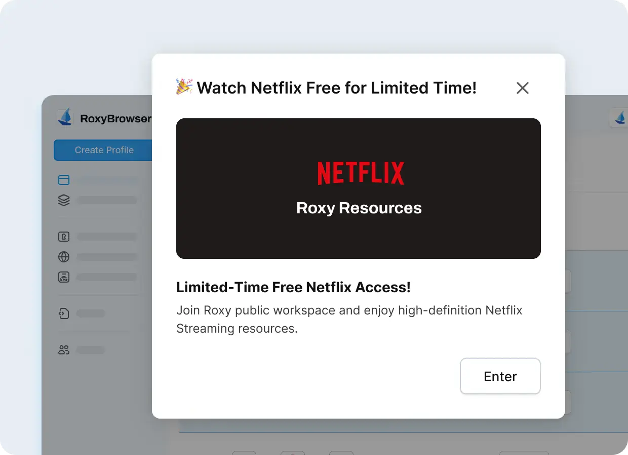 RoxyBrowser Step 2: Access Netflix Space.webp