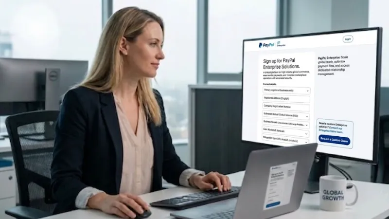 PayPal Enterprise application page for managing multiple PayPal accounts