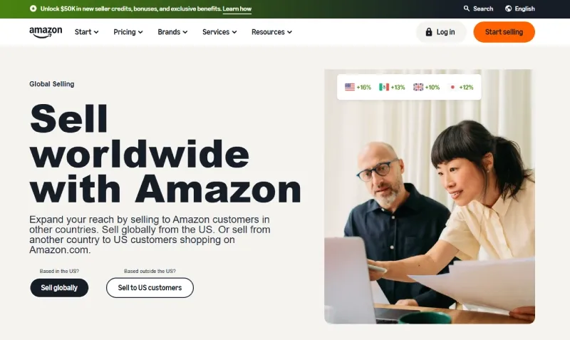 Amazon Unified Account structure showing North American marketplaces US, Canada, and Mexico under one seller account