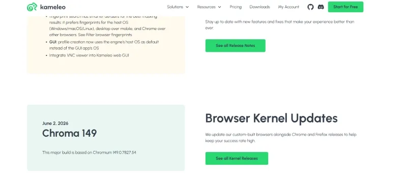 Kameleo downloads and system support shortcut