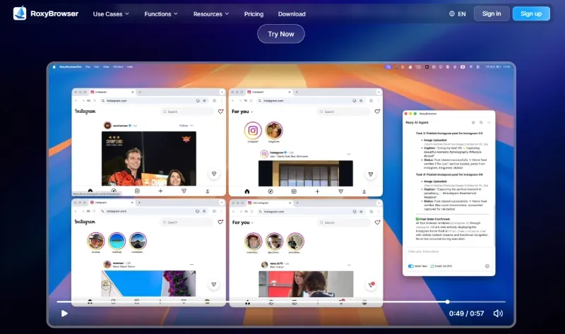 RoxyBrowser AI Navigator feature interface for automated browser control