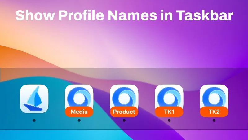 profile names showed in Taskbar