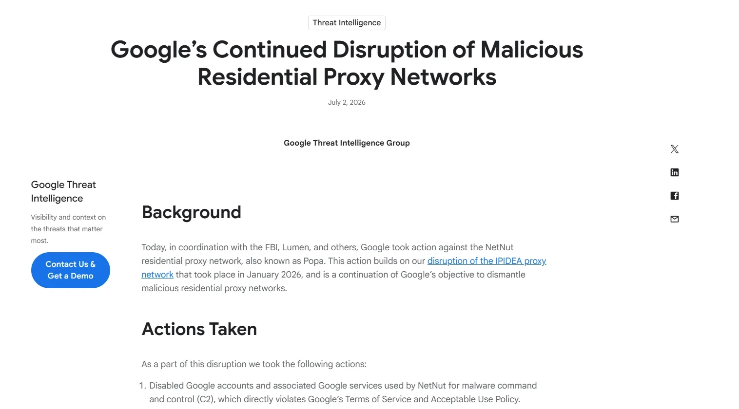 Google Threat Intelligence shortcut