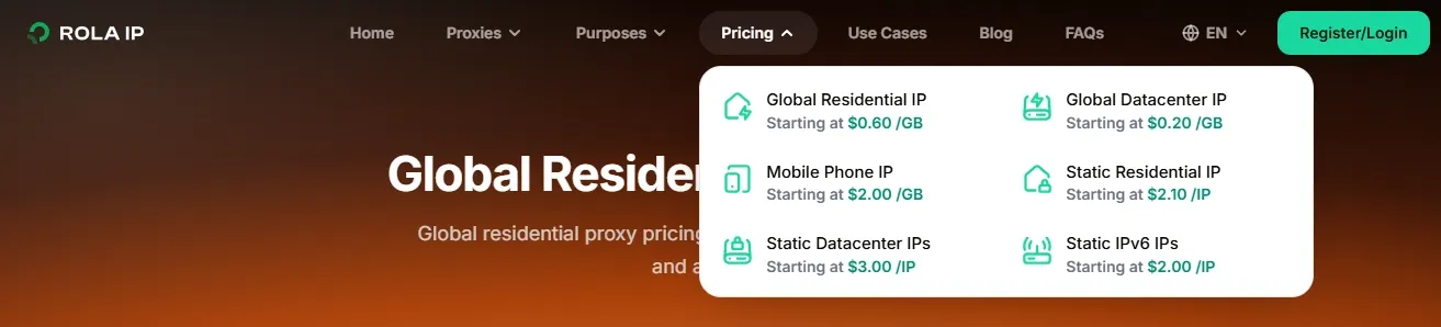 ROLA IP pricing page