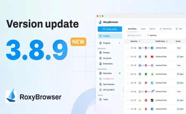 RoxyBrowser V3.8.9 Official Release: E-Commerce Dedicated IPs from $5.5 & Up to 55% Top-Up Bonus