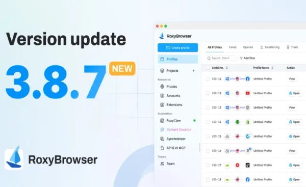 RoxyBrowser v3.8.7 Release: WeChat Integration, AI Image Generation, and Auto Multi-Window Layouts