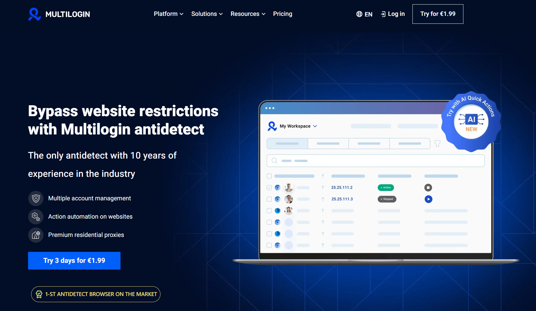 multilogin antidetect browser homepage