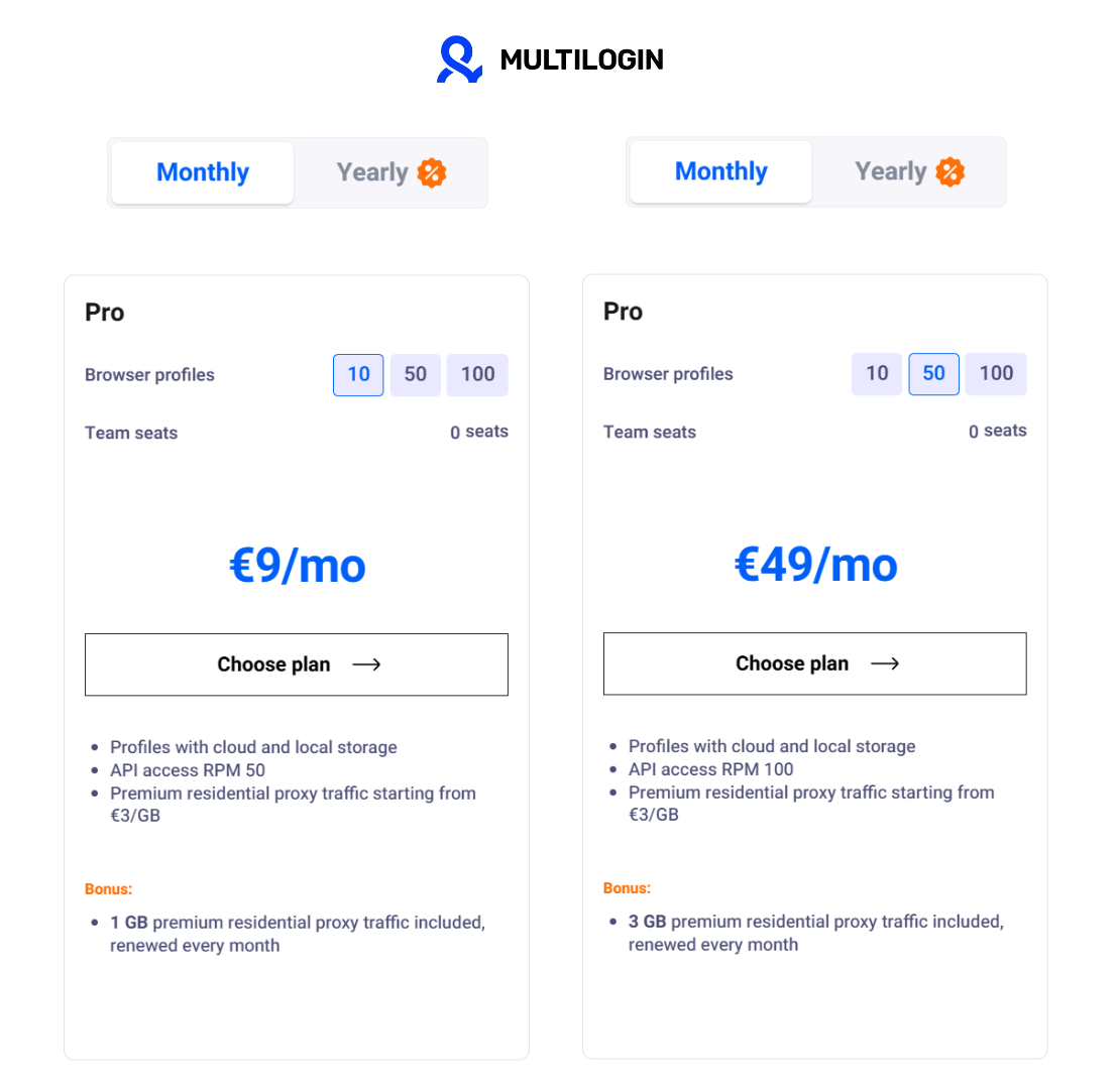 Multilogin Pricing