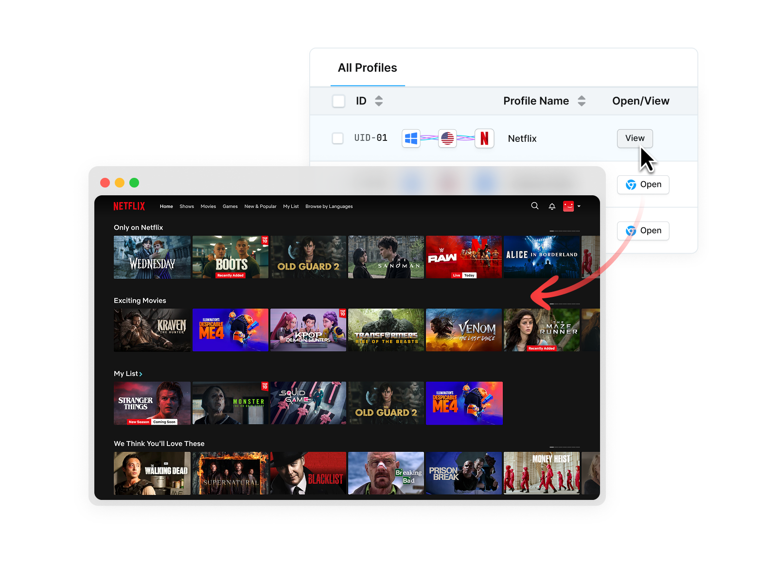 点击打开roxybrowser窗口免费看高清Netflix影视资源