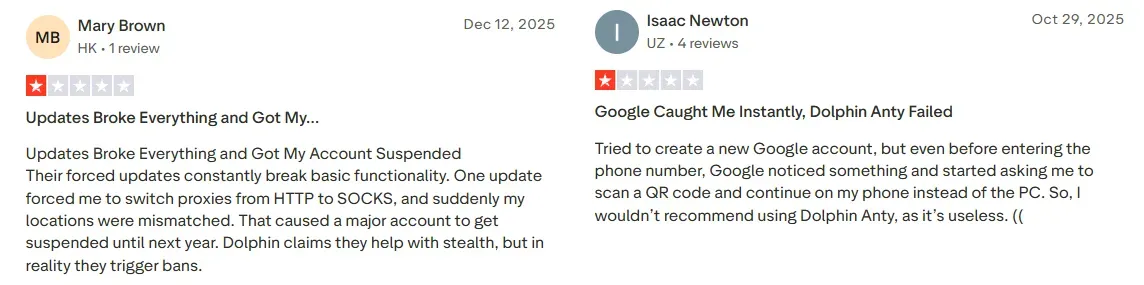 Most recent reviews to Dolpgin Anty from Trustpilot.webp