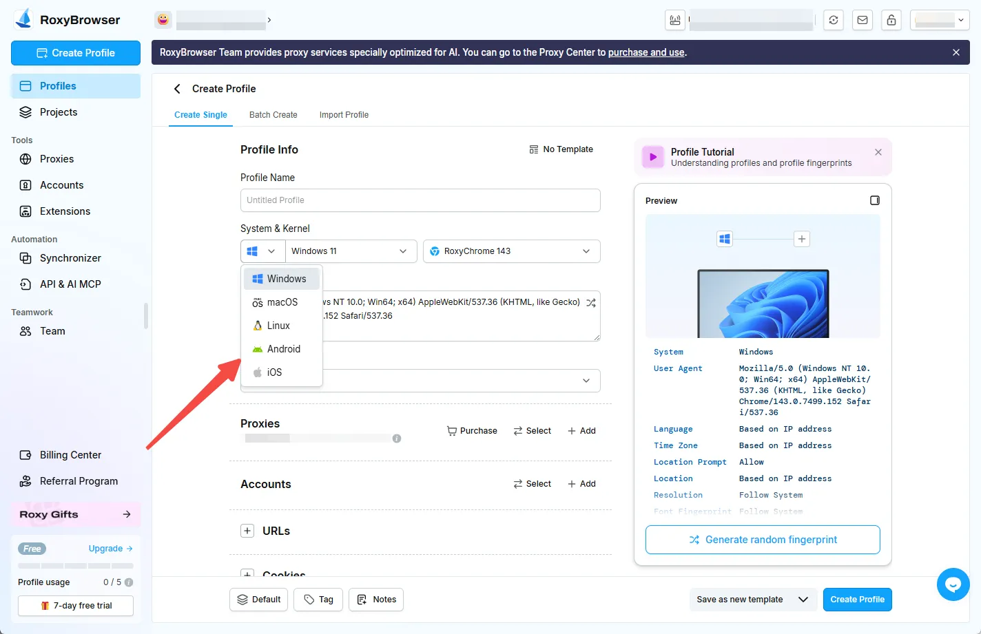 RoxyBrowser offer mobile OS emulation.webp