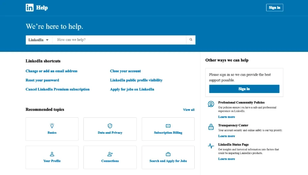 Navigating the LinkedIn Help Center portal to submit a professional appeal for a restricted account