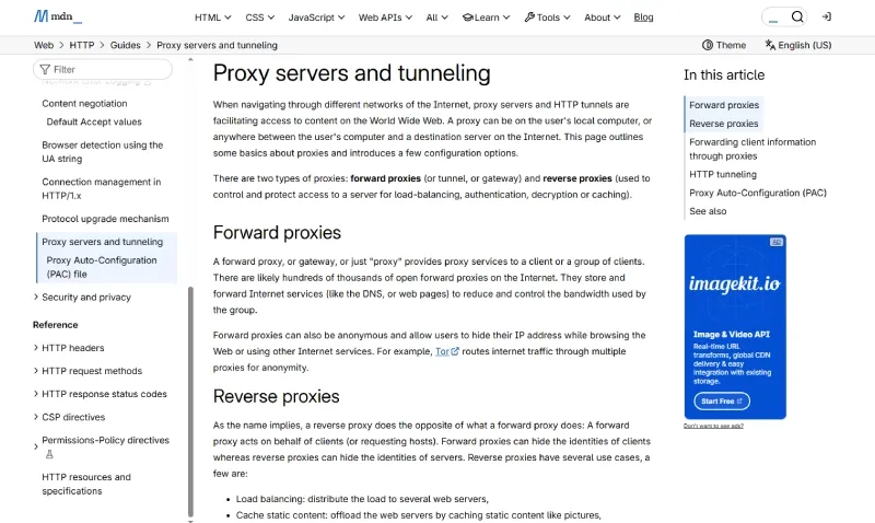 MDN proxy server documentation