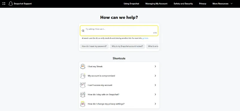 Official Snapchat support page to confirm the policy for operating a second Snapchat login