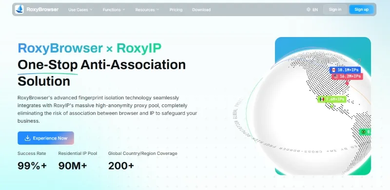 RoxyBrowser built-in proxy network interface