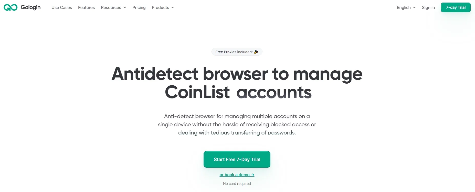 GoLogin homepage