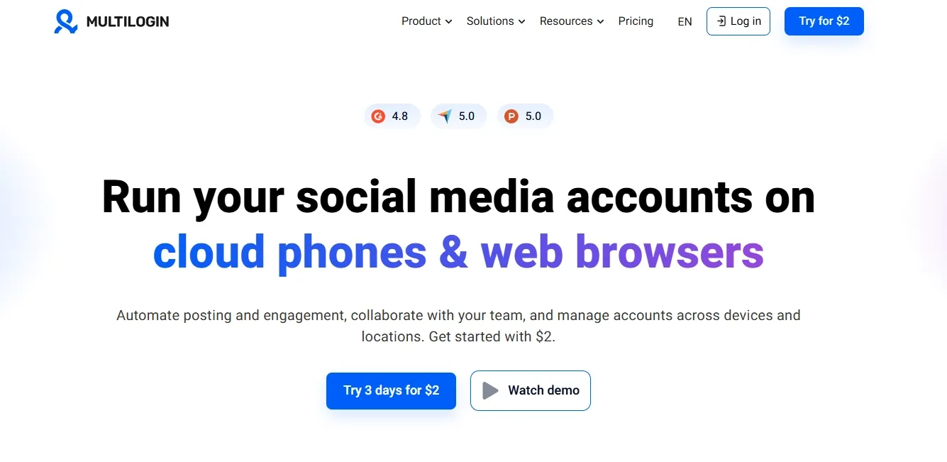 Multilogin homepage