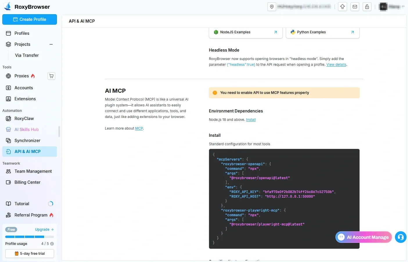 RoxyBrowser AI scheduling and MCP interface