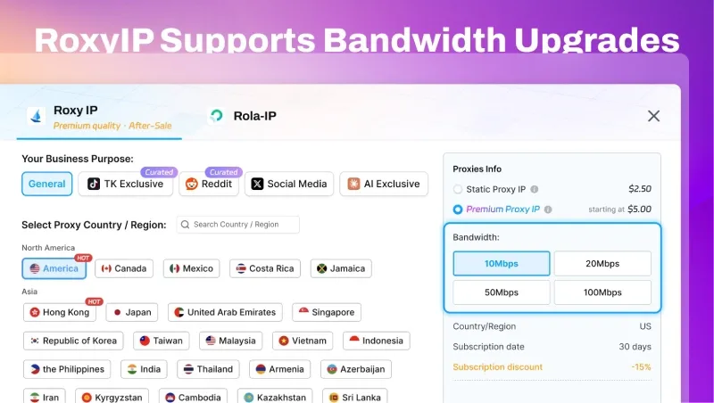 RoxyIP  supports bandwidth upgrades