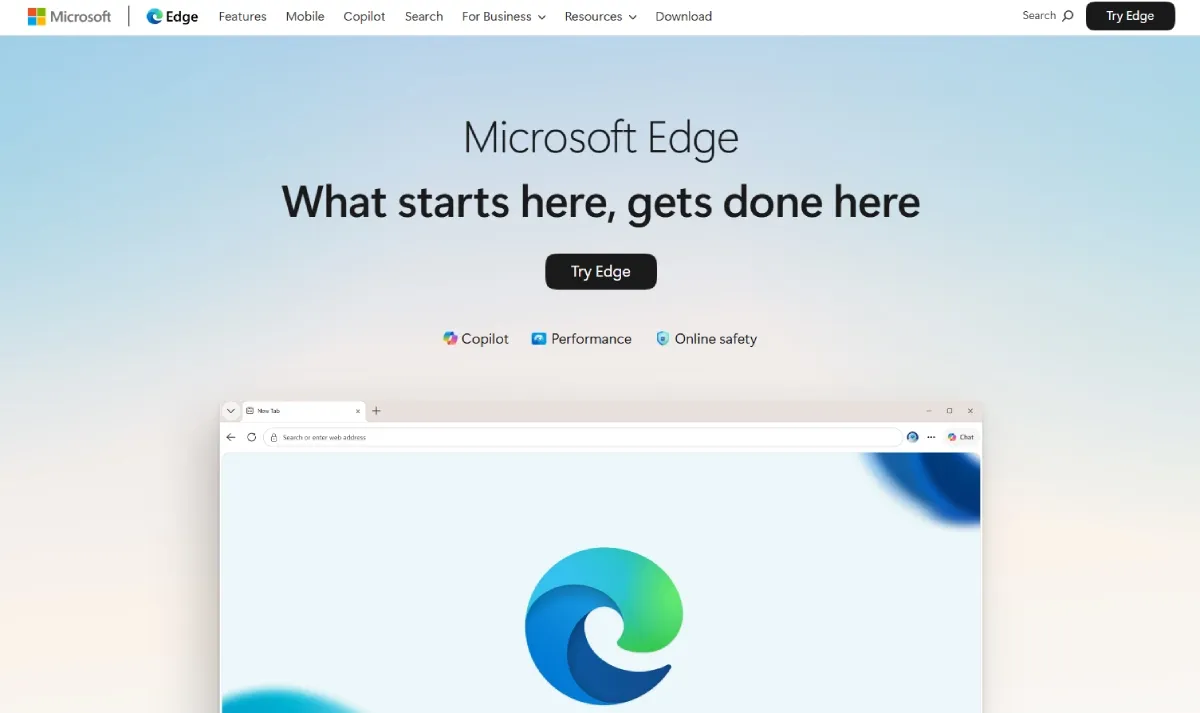 Microsoft Edge page