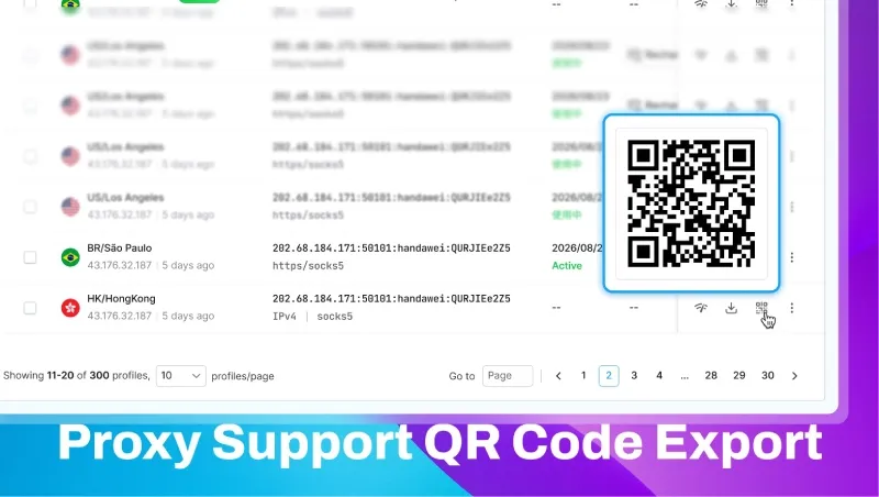 proxy supprot QR code export
